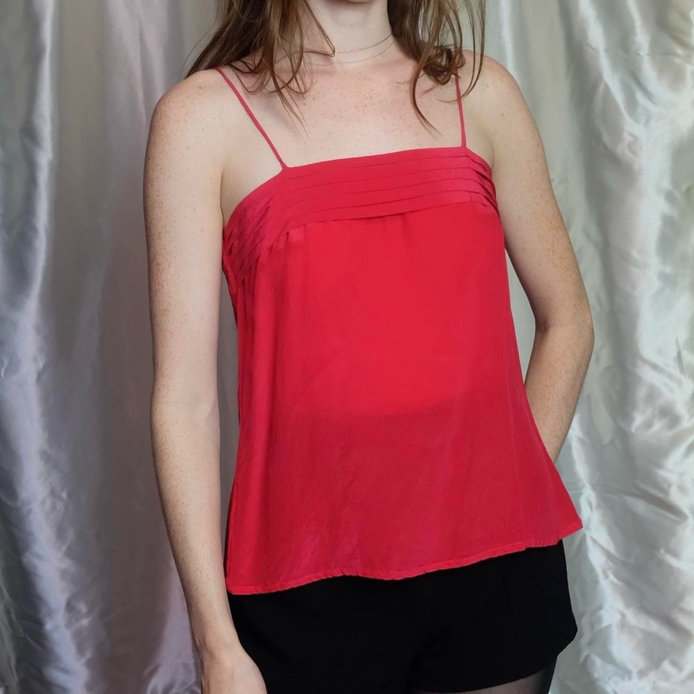 Vintage red silk tank top